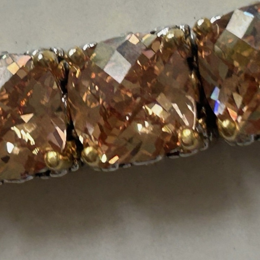 Sparkling Gold and Silver Bracelet Topaz cz stone.  Beautiful signature br by PL - Picture 3 of 5